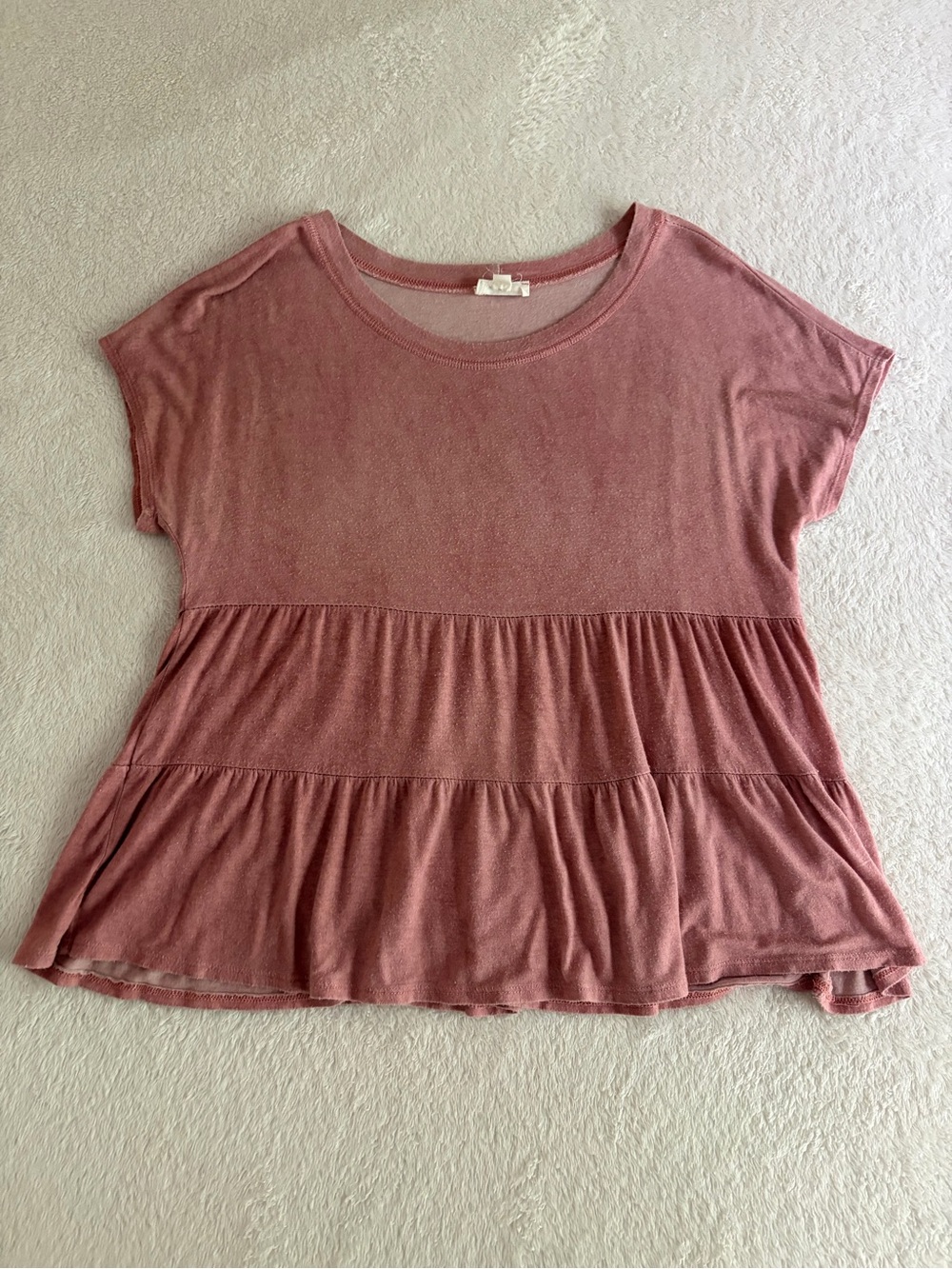 Blu Pepper Short-Sleeve Tiered Peplum Top - Dusty Rose